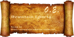 Ohrenstein Egberta névjegykártya